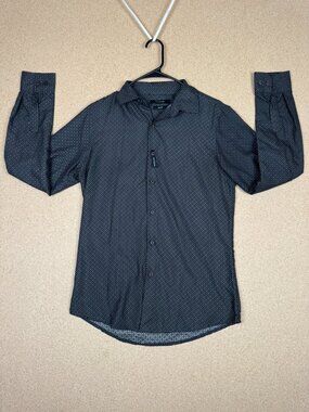 Tahari Men's Slim Fit Size M 4-Way Stretch Long Sleeve Button Down Shirt - Black